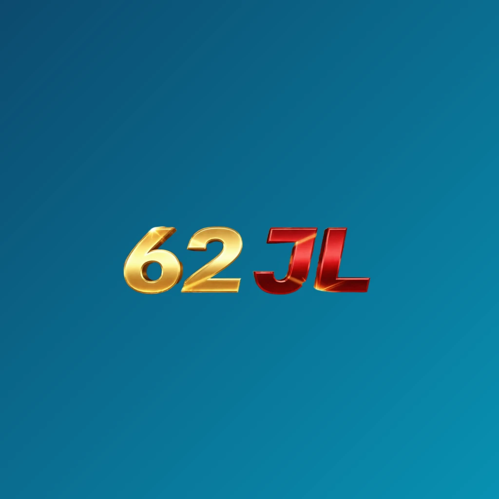 Dynamic casino-style logo for 62 JL with massive bold gold and crimson lettering, glowing crown, and sparkling light effects on a transparent background, designed as a wide horizontal wordmark for website header